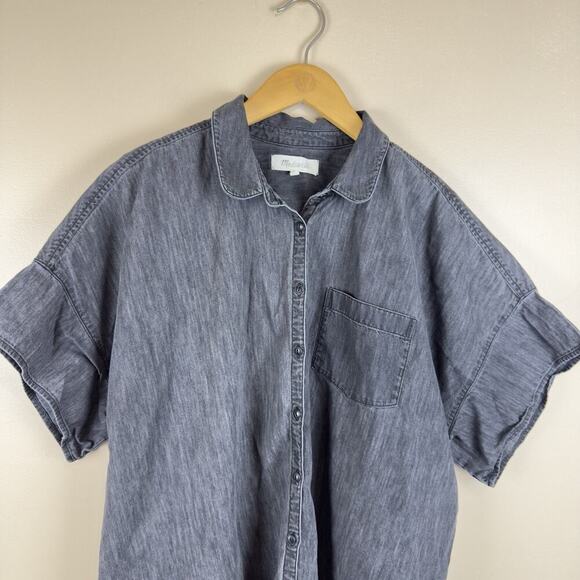 Madewell Shirt Women's Size XXL Black Lunar Wash Denim Button Up Classic - Picture 2 of 11
